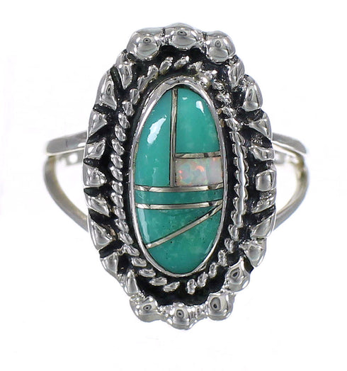 Sterling Silver Turquoise Opal Southwest Ring Size 4-1/2 QX85903
